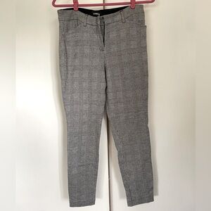 Express gray and black plaid skinny tapered dress pants. Gently used. Size 8.